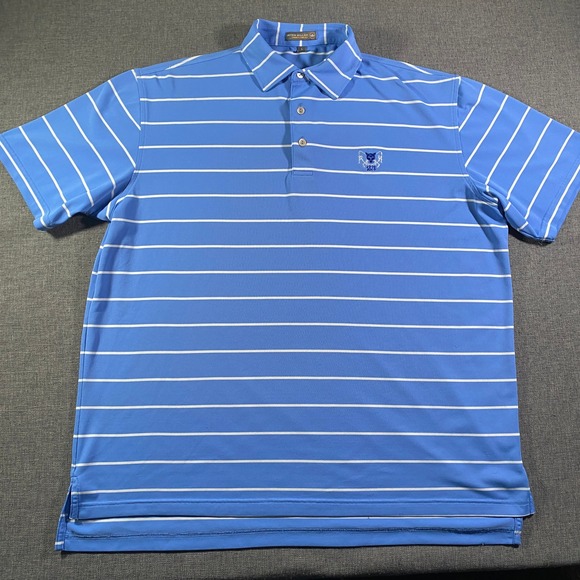 Peter Millar Other - Peter Millar Summer Comfort Blue Stripe Polo Shirt Mens Large Golf Performance